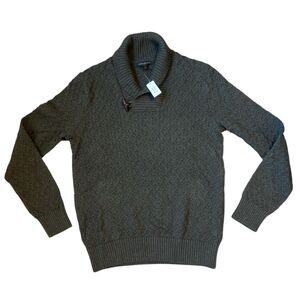 Banana Republic Shawl Collar Textured Sweater Grey Cotton Mens M